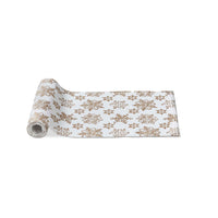 Hand Block Printed Ivory and Gold Snowflake Table Runner 72"