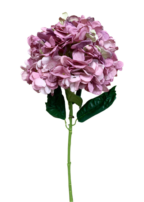 Mauve Faux Dried Large Bloom Hydrangea Stem 25"