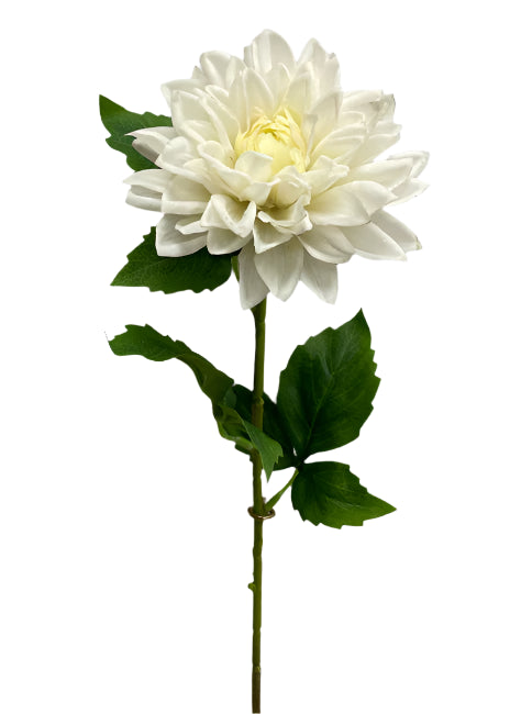 Dahlia White Real Touch Stem 21"