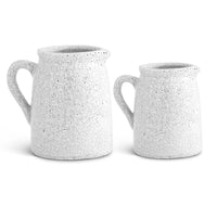 Distressed White Ceramic Crackle Jug