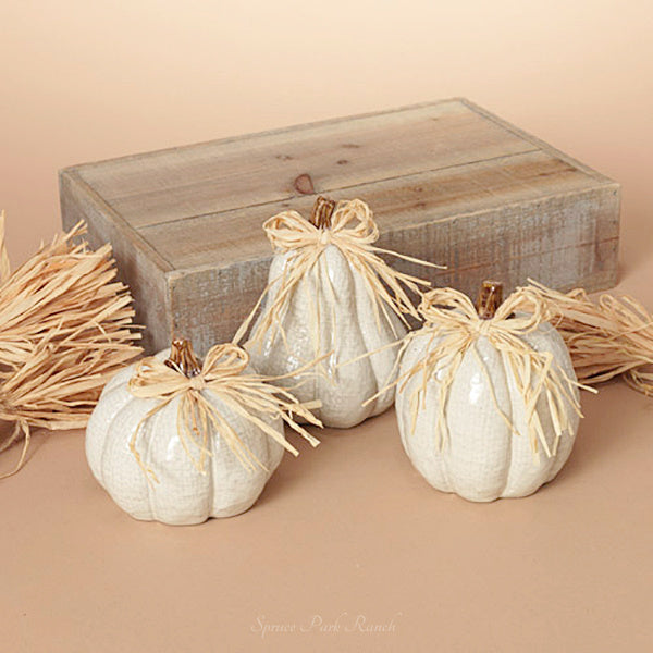 Ceramic Pumpkin With Raffia