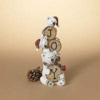 Joy Stacked Polar Bear Figurine