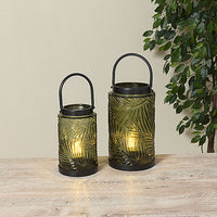 Lighted Glass and Metal Lantern