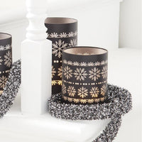 Matte Black LED Glass Cylinder With Snowflakes