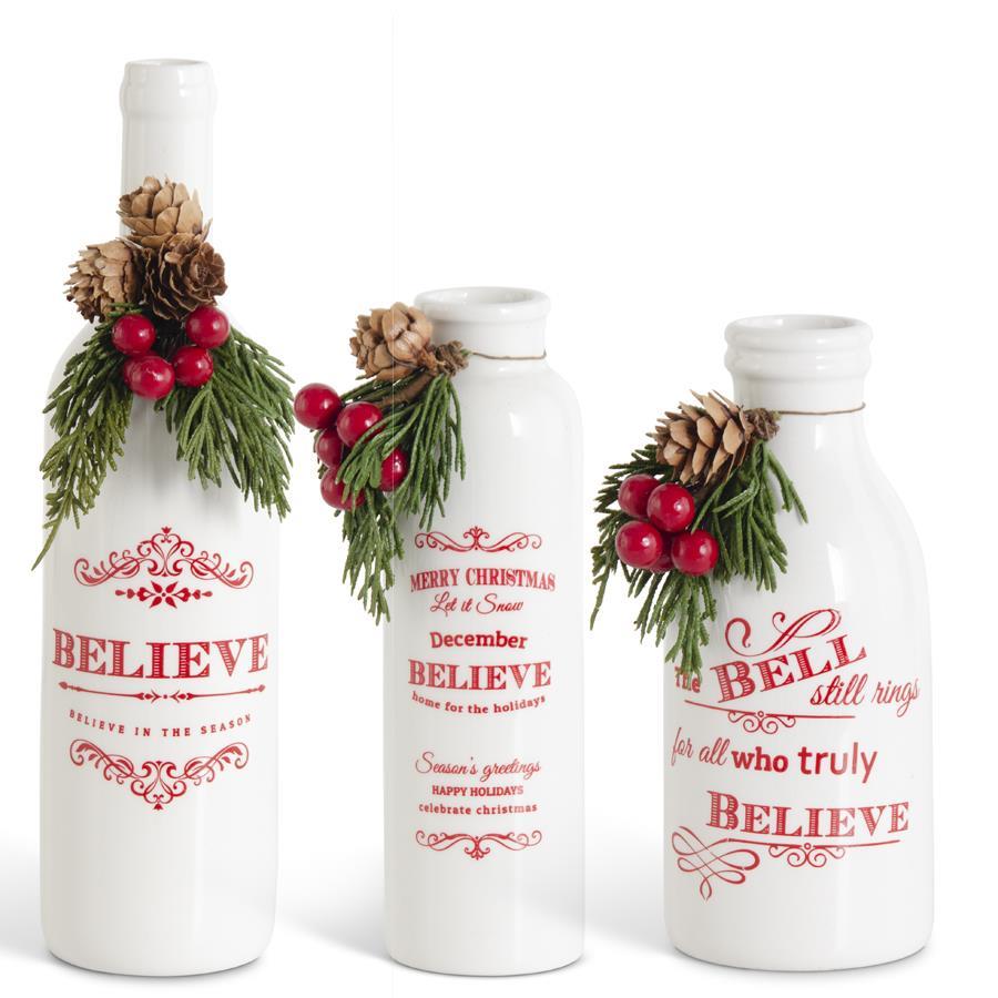 White Ceramic Christmas Message Bottle