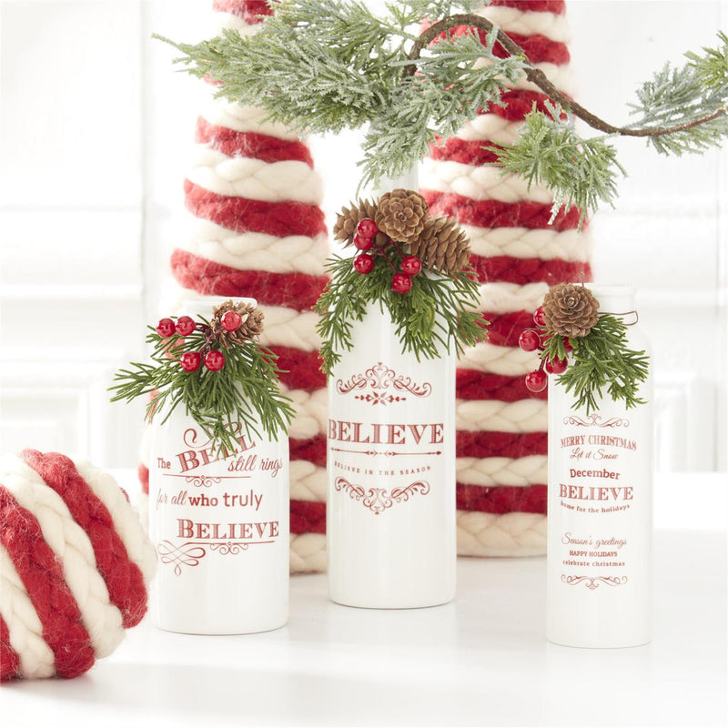 White Ceramic Christmas Message Bottle