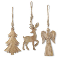 Mango Wood Holiday Ornaments