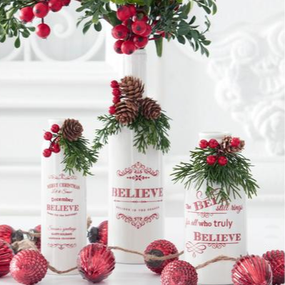 White Ceramic Christmas Message Bottle