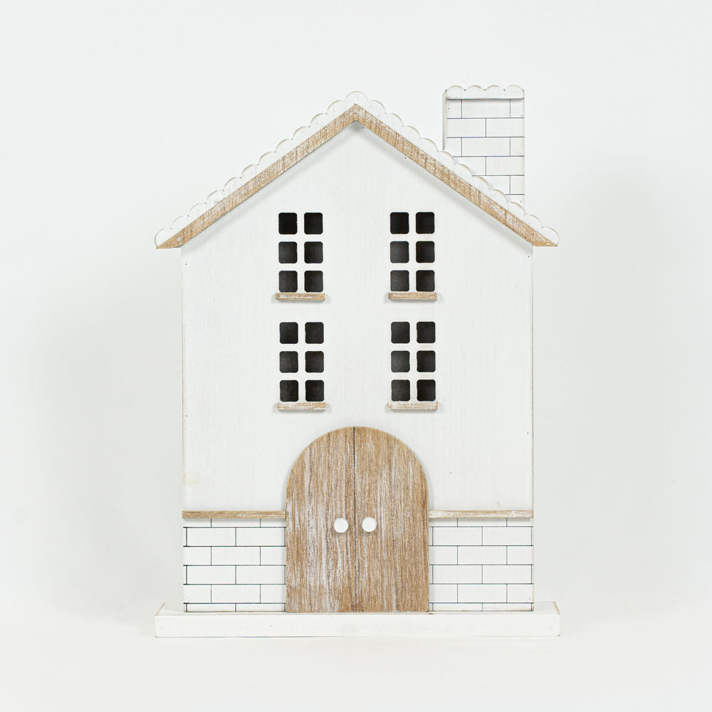 Wood Cutout House Two Story