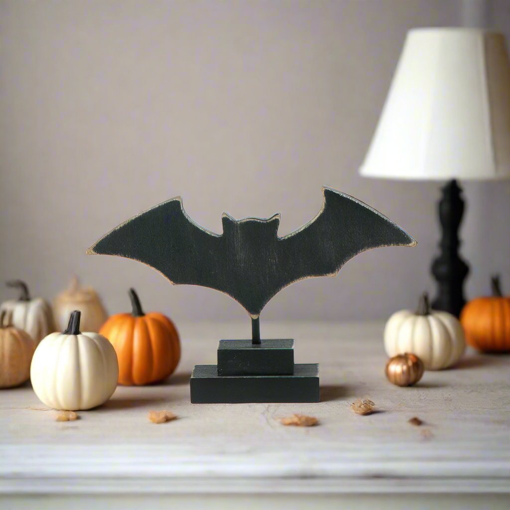 Bat Wood Cutout On Stand