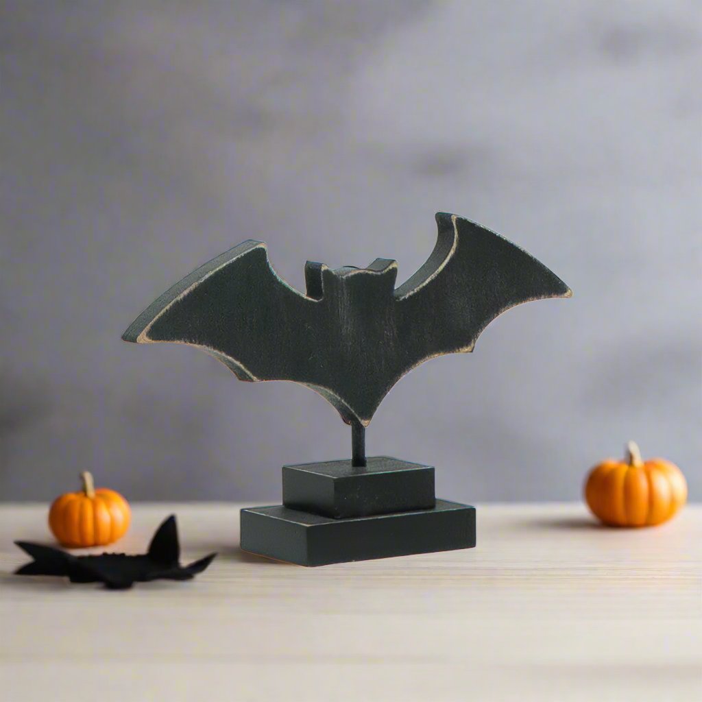 Bat Wood Cutout On Stand