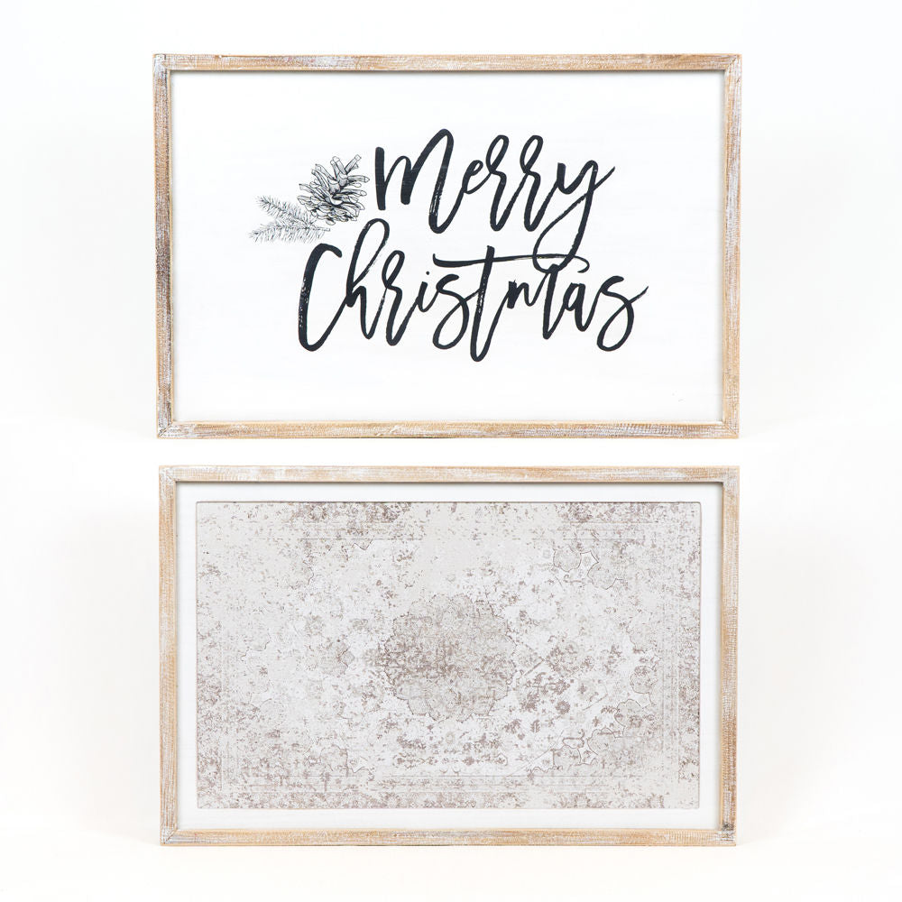 Reversible Merry Christmas and Persian Pattern Wood Sign