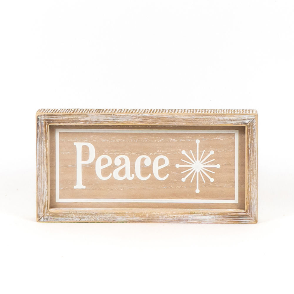 Reversible Natural Peace and Love Wood Sign