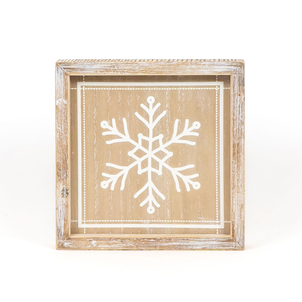 Reversible Natural Snowflake and Leaf Wood Sign