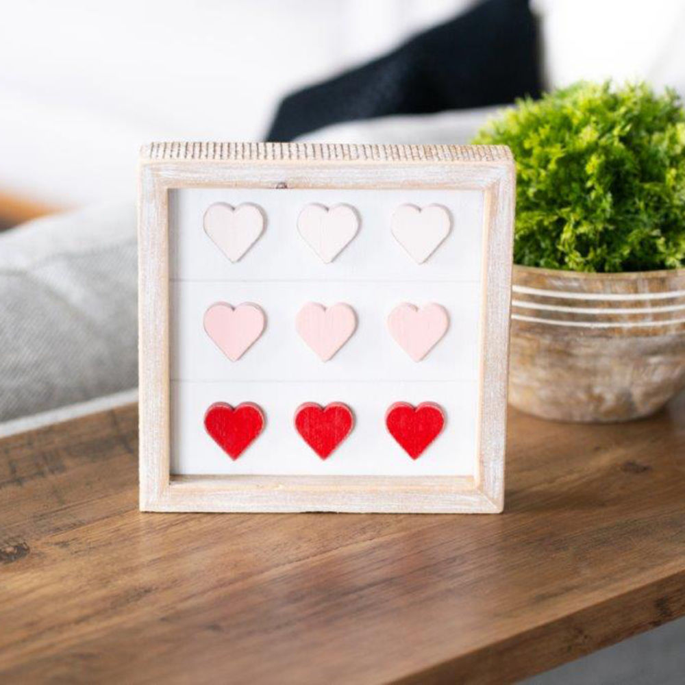 Reversible Multi Hearts and Shamrocks Wood Sign