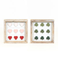 Reversible Multi Hearts and Shamrocks Wood Sign