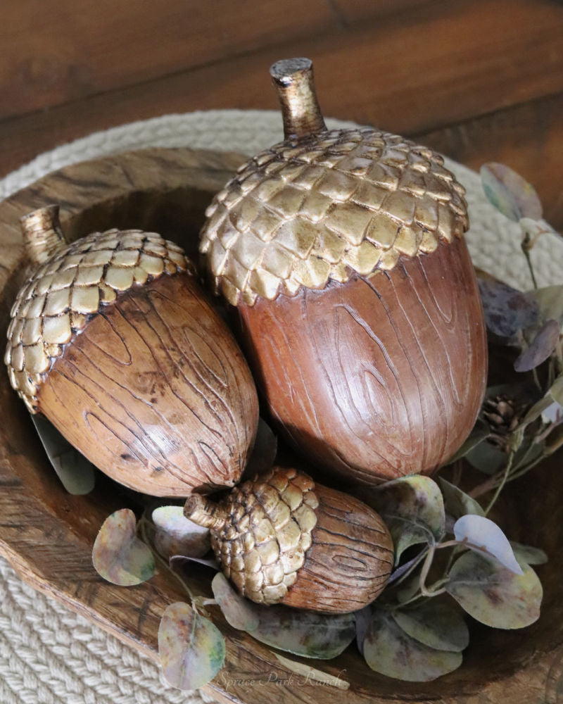 Wood Look Acorn With Metallic Top