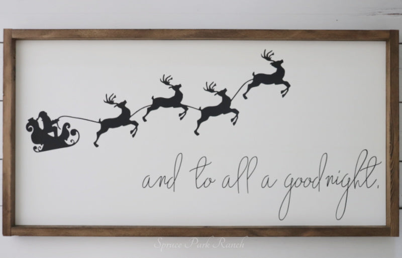 And to all a Good Night Wood Sign Large Brown Frame