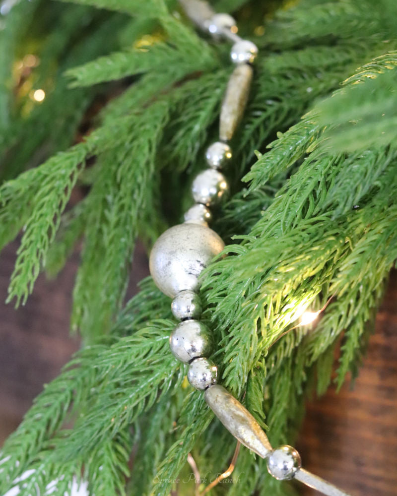 Antique Champagne Mercury Glass Bead Garland 72"