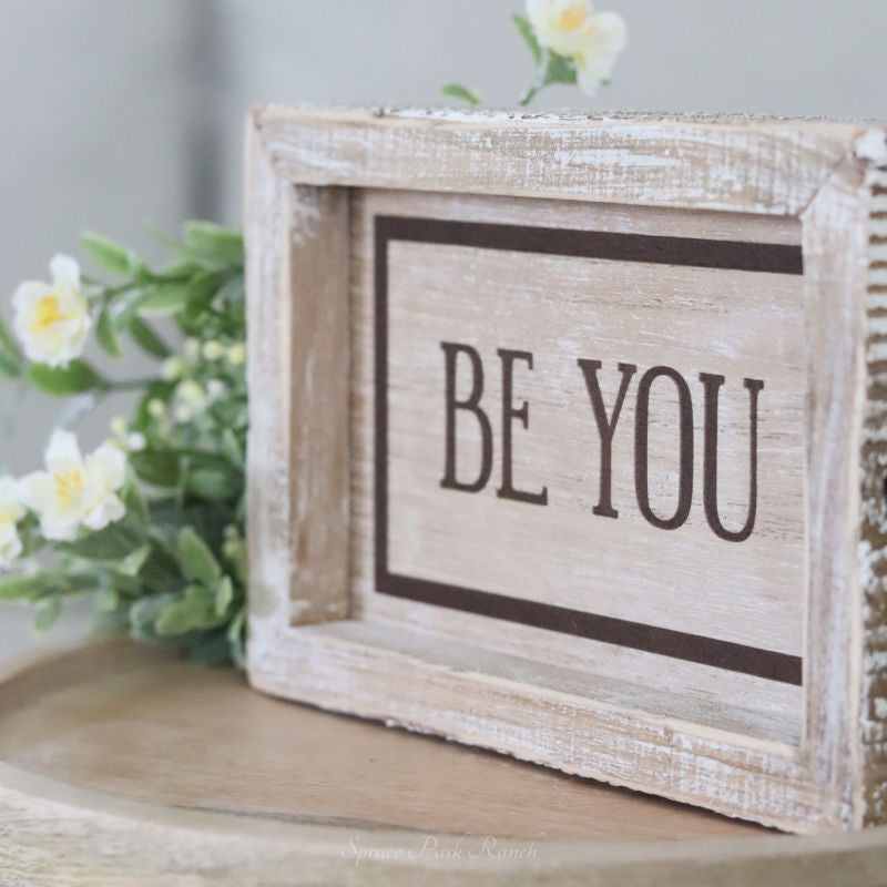 Reversible Believe and Be You Wood Sign