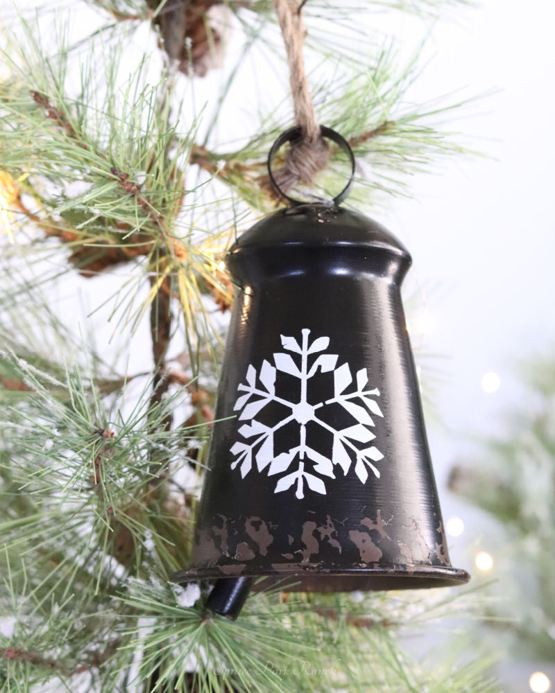 Black Metal Antiqued Snowflake Bell