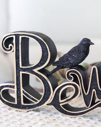 Black and Gold Resin Beware Cutout