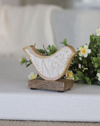 Flower-Engraved Bird on Stand