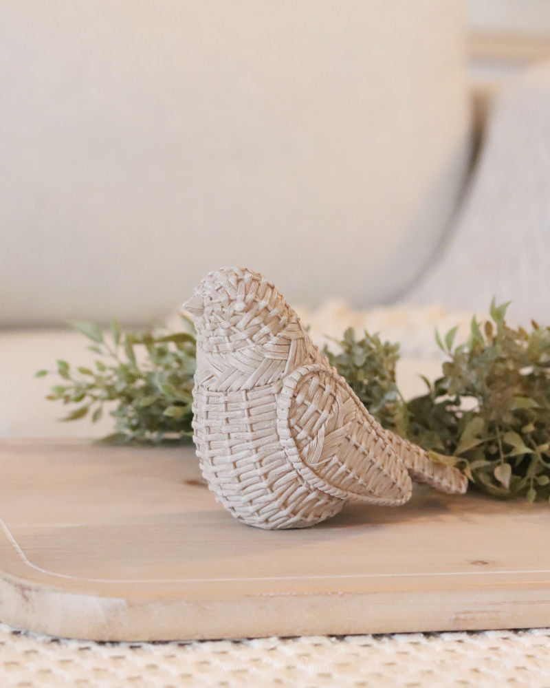 Textured Basket Weave Bird Figurine