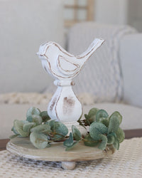 Whitewashed Resin Bird on Stand