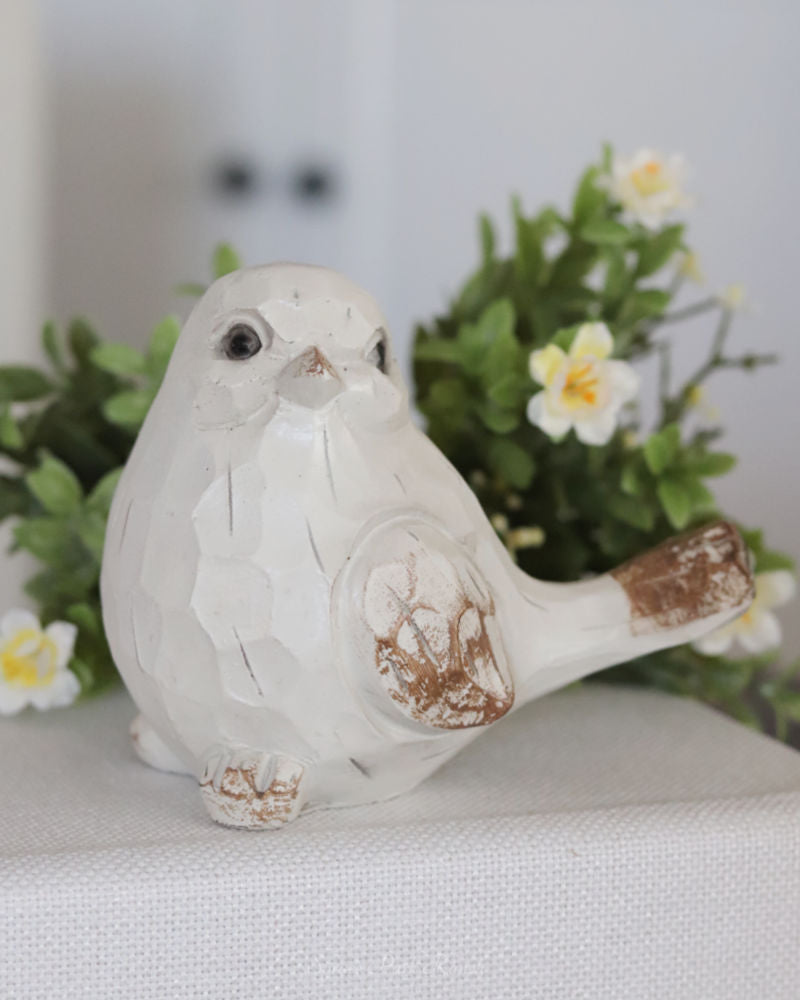 Little Antique White Resin Bird