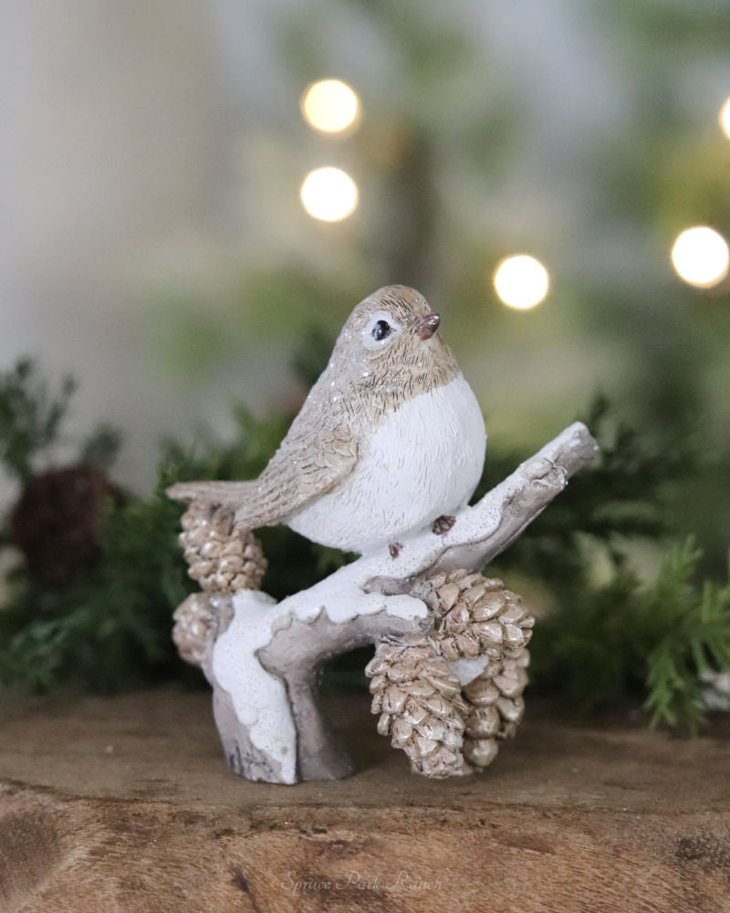 Winter Bird and Branch Figurine