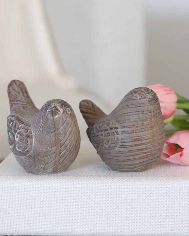 Wood Grain Neutral Resin Bird