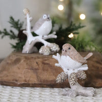 Winter Bird and Branch Figurine