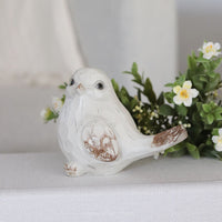 Little Antique White Resin Bird