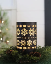 Matte Black LED Glass Cylinder With Snowflakes