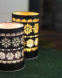 Matte Black LED Glass Cylinder With Snowflakes