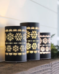 Matte Black LED Glass Cylinder With Snowflakes