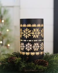 Matte Black LED Glass Cylinder With Snowflakes