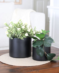 Flat Black Drop Pot Planter