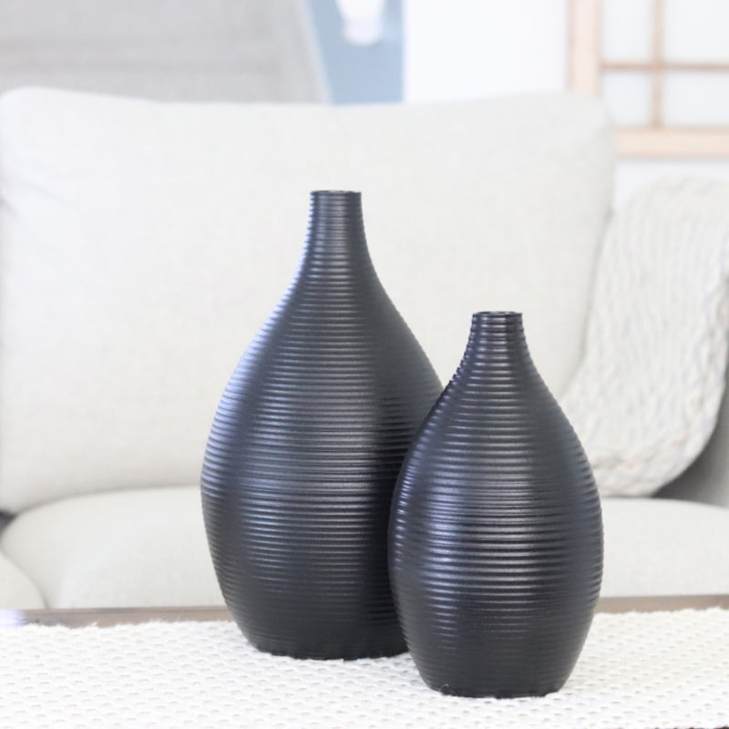 Black Long Neck Metal Vase