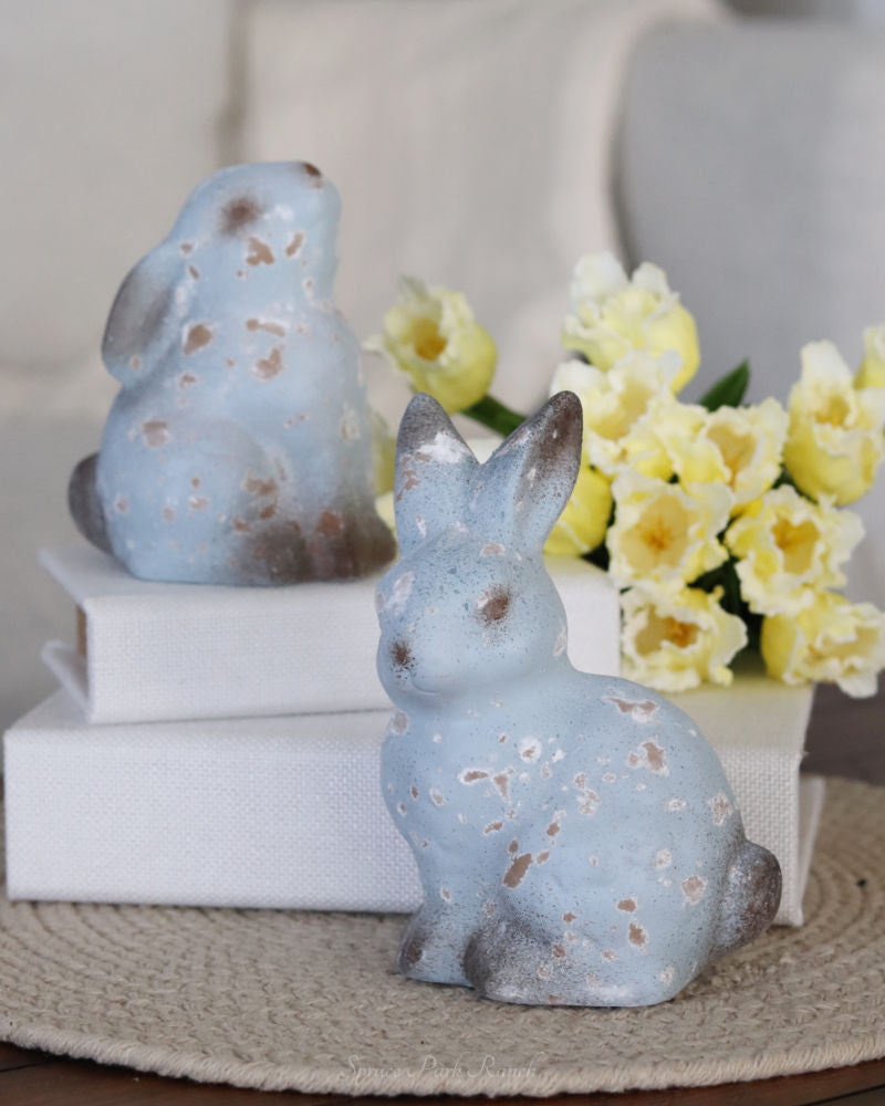 Weathered Blue Terracotta Bunny