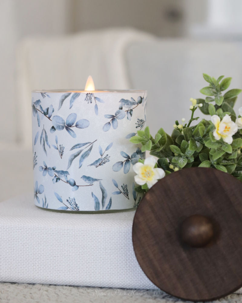 Bluebird Glass Jar With Wood Lid