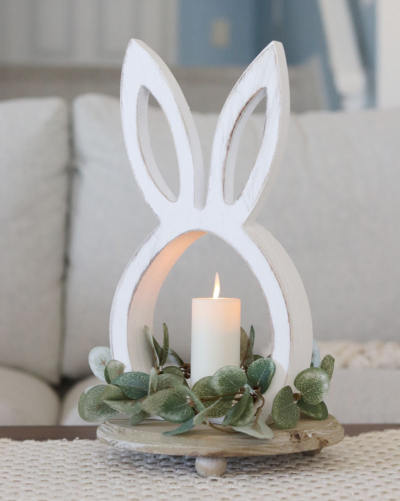 White Wood Bunny Head Cutout