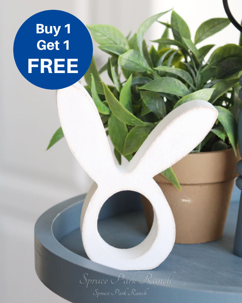 *Buy 1 Get 1 Free* Wood Bunny Ear Napkin Ring Decor