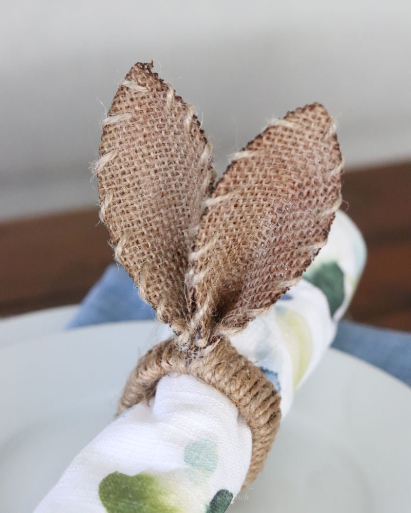 Burlap and Jute Bunny Ears Napkin Ring