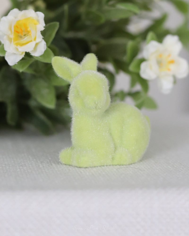 Mini Light Green Moss Flocked Bunny