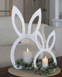 White Wood Bunny Head Cutout