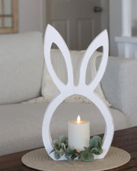 White Wood Bunny Head Cutout