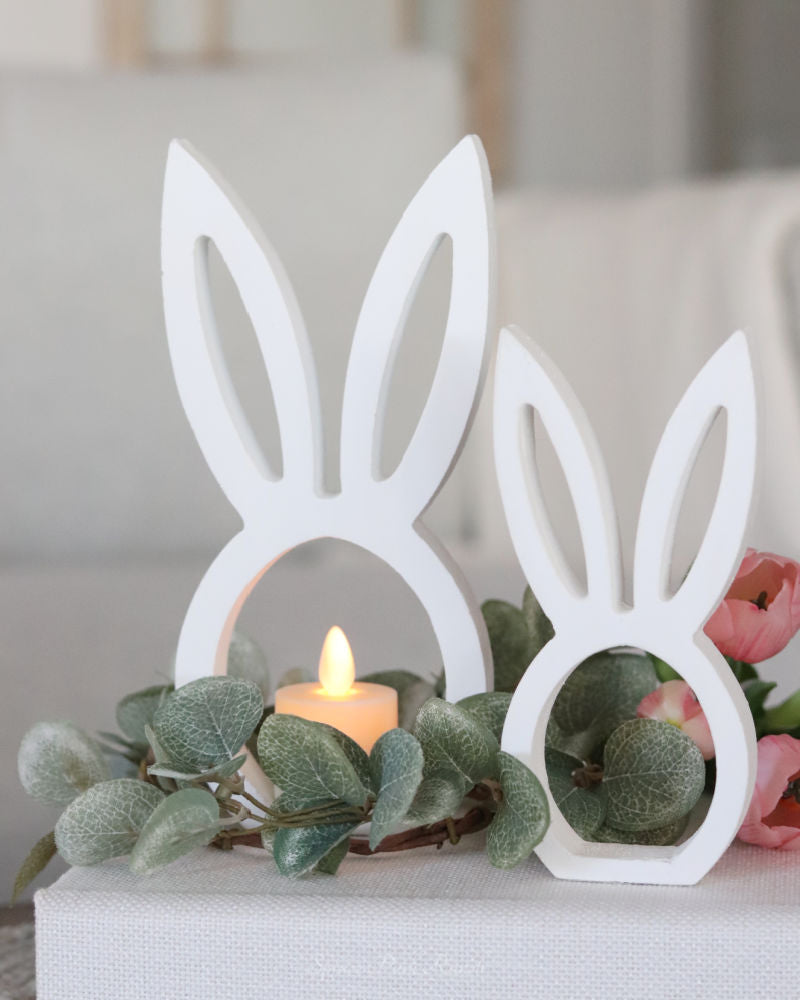 White Wood Bunny Head Cutout Petite