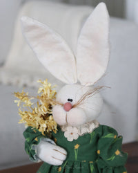 Spring Bunny in Green Floral Dress